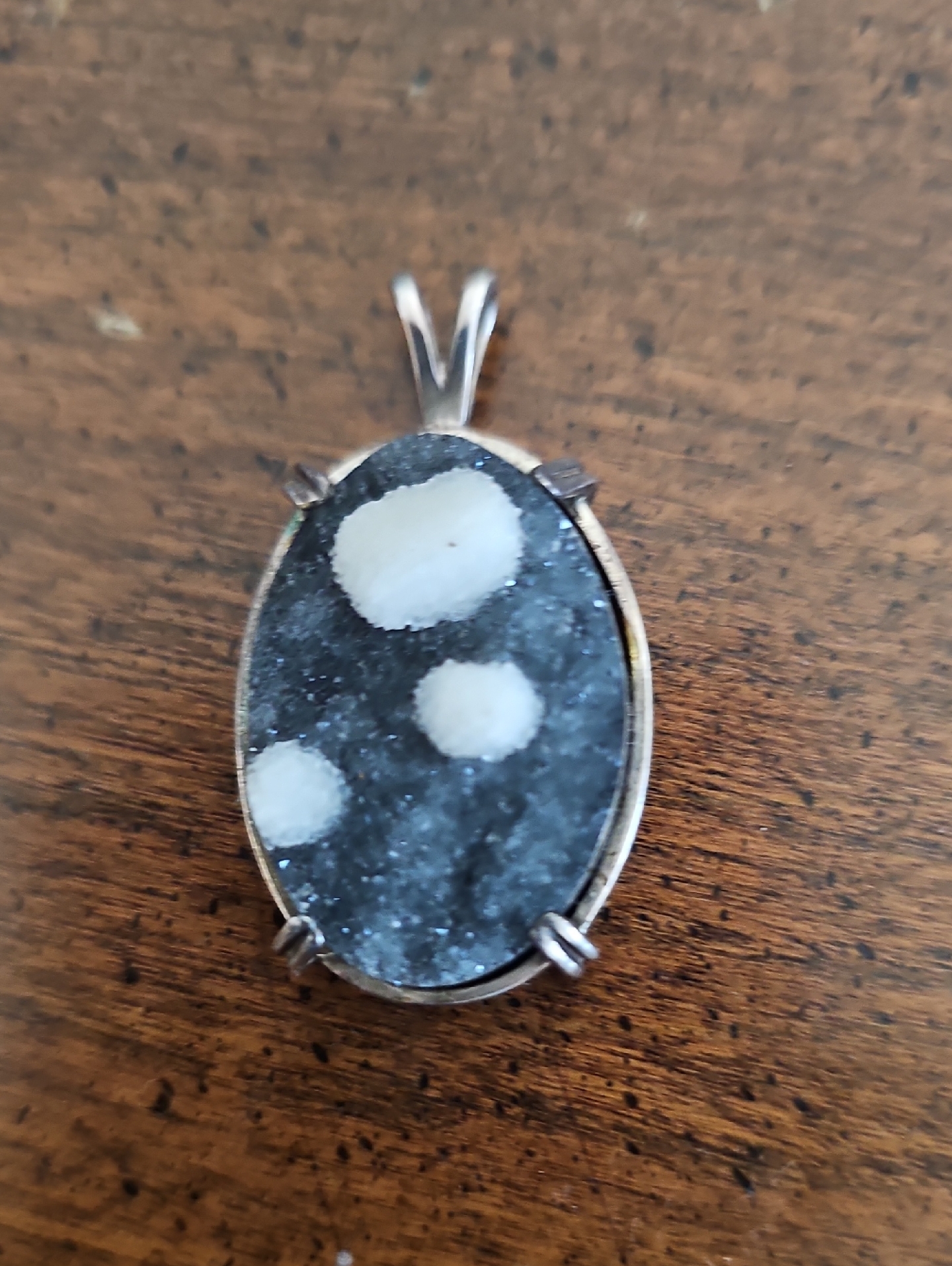 Galaxy Black Druzy Snowflake Pendant-Vintage Statement Piece